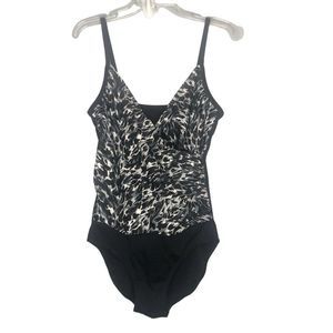 Beach Native Women's Swimsuit 12 one Piece Tummy Control Black Animal Print